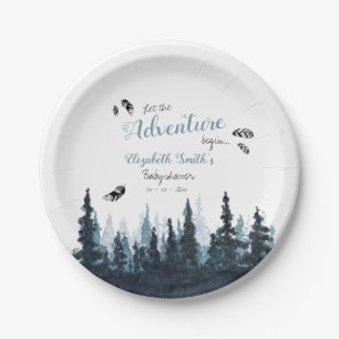 Baby boy Rustic adventure babyshower Paper Plate