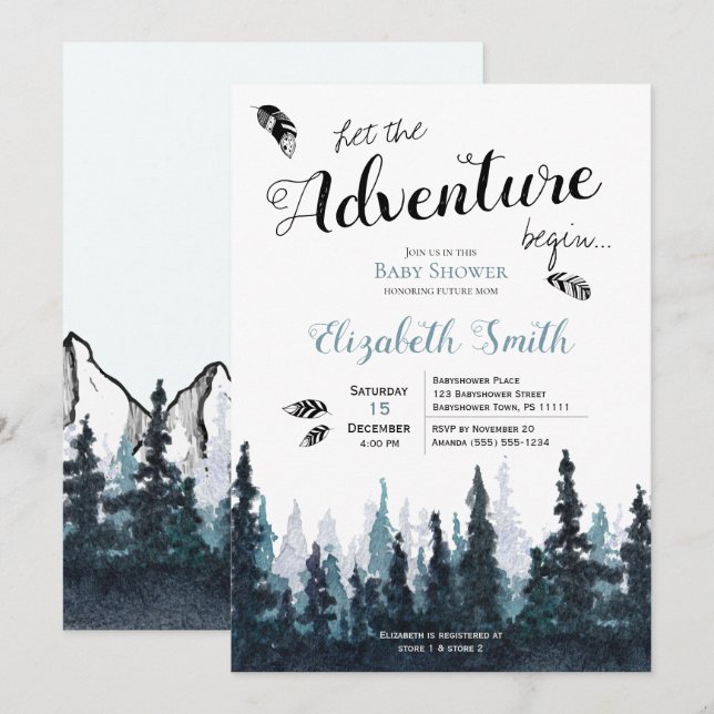 Baby boy Rustic adventure theme babyshower Invitation (Front/Back)