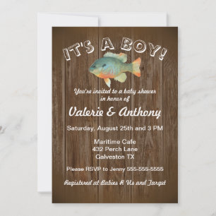 Baby Boy Rustic Fishing  Invitation
