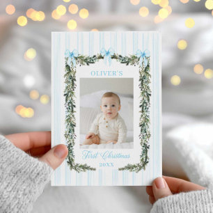 Baby Boy’s First Christmas Photo Card