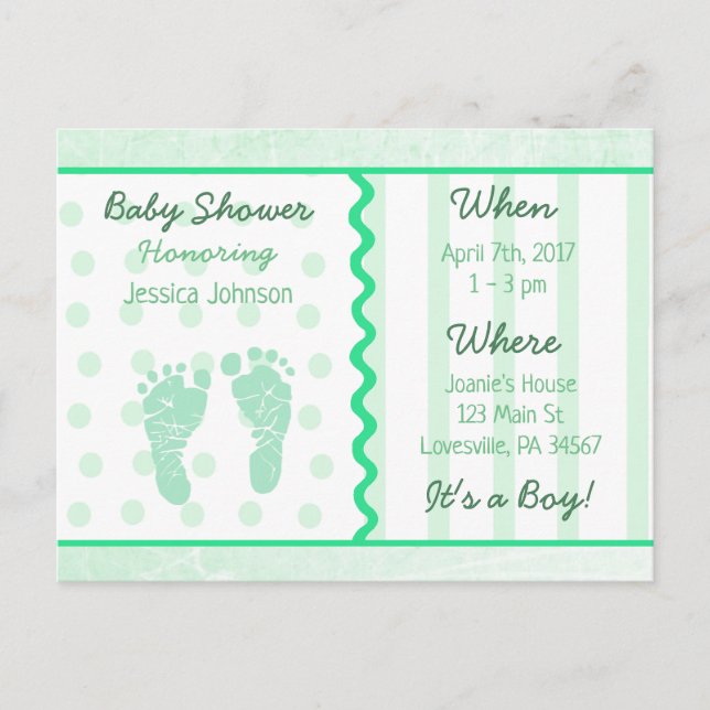 Baby Boy Sage Green Baby Shower Invitation (Front)