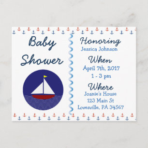 Baby Boy Sailboat Blue Baby Shower Invitation