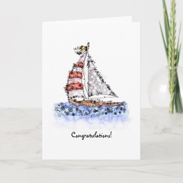 Baby Boy Sailboat Card (Front)
