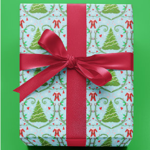 Baby Boy Santa Outfit Christmas Tree Pattern Wrapping Paper