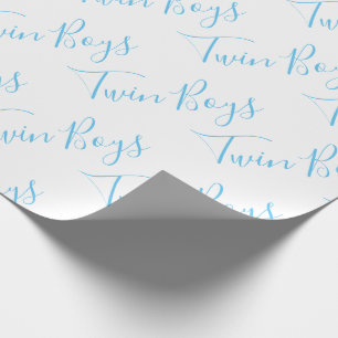 Baby Boy Script Blue Twin Boys Baby Wrapping Paper