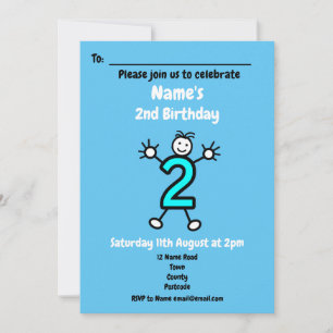 Baby Boy Second Birthday Party Invitation
