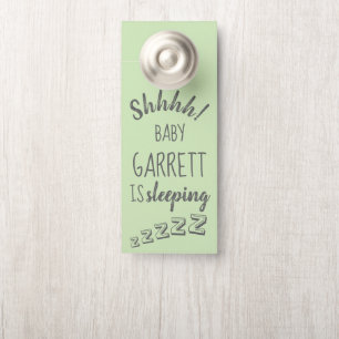 Baby Boy Shhh Sleeping Green Door Hanger