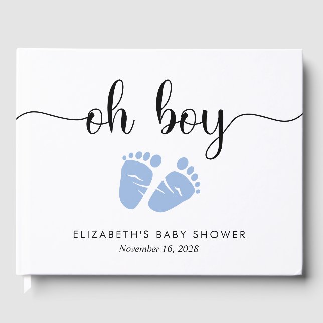 Baby Boy Shower Blue Feet Guest Book (Front)