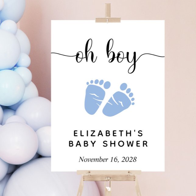 Baby Boy Shower Blue Feet Welcome Acrylic Sign (Creator Uploaded)