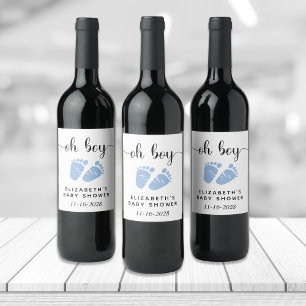 Baby Boy Shower Blue Feet Wine Label