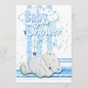 Baby boy shower blue invitation