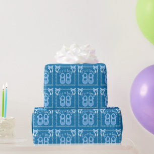 Baby boy shower Blue Shoes and bows Wrapping Paper