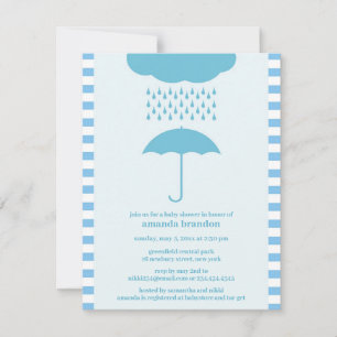 Baby Boy Shower Blue Umbrella Invitation