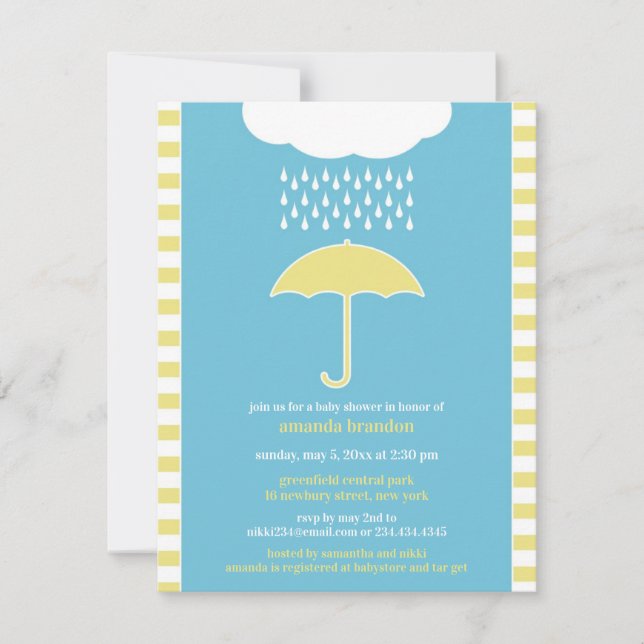 Baby Boy Shower Blue Umbrella Invitation (Front)