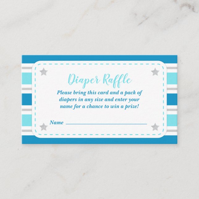 Baby Boy Shower Diaper Raffle Card (Front)