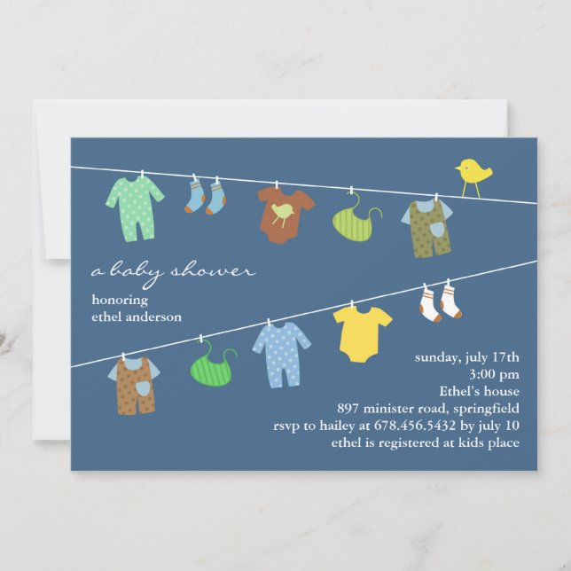 Baby Boy Shower Flat Invitation (Front)