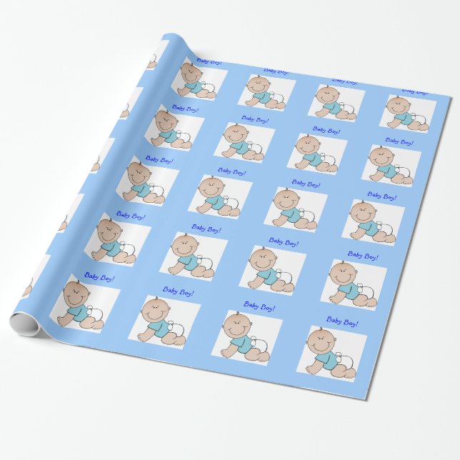 Baby Boy Shower Gift Wrap (Unrolled)