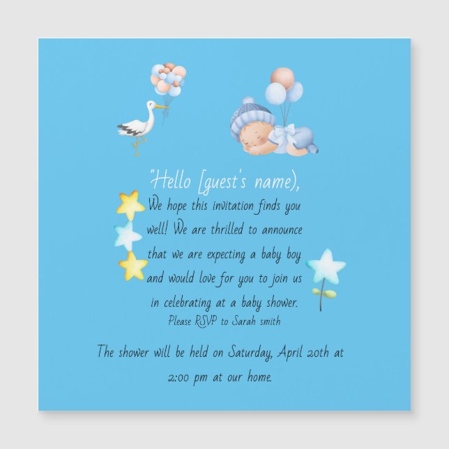 Baby Boy Shower Invitation  (Front)