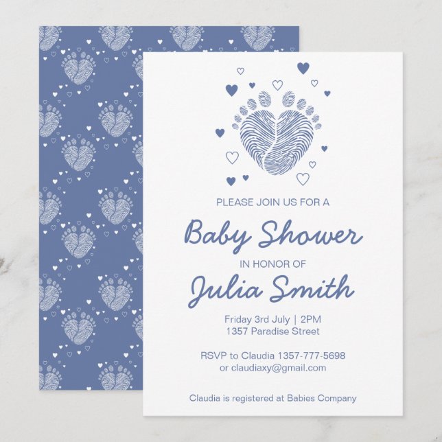 Baby boy shower invitation (Front/Back)