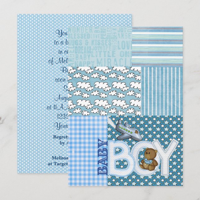Baby Boy Shower Invitation (Front/Back)
