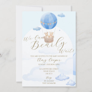 Baby Boy Shower Invitation Blue Bear Theme