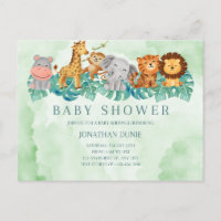 baby boy shower invitation cute animals