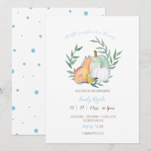 Baby Boy Shower Invitations Blue Watercolor Fox
