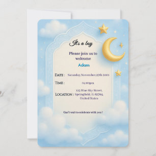 Baby Boy Shower Invite - Blue Elegant Design