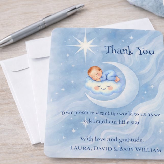Baby Boy Shower Invite Moonlight Stars Watercolor (Creator Uploaded)
