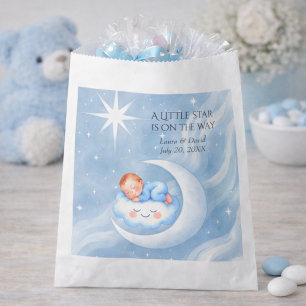 Baby Boy Shower Invite Moonlight Stars Watercolor Favour Bags