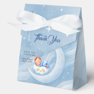 Baby Boy Shower Invite Moonlight Stars Watercolor Favour Box