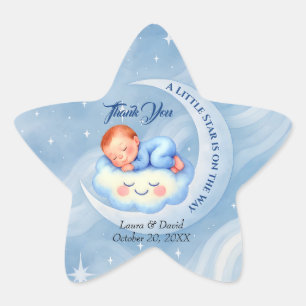 Baby Boy Shower Invite Moonlight Stars Watercolor Star Sticker