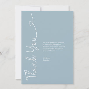 Baby Boy Shower Modern Blue Heart Customizable Thank You Card