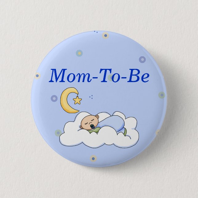 Baby Boy Shower Mummy Pin Button (Front)