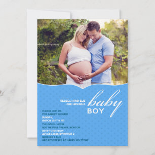 Baby Boy Shower Photo Flat Invitation