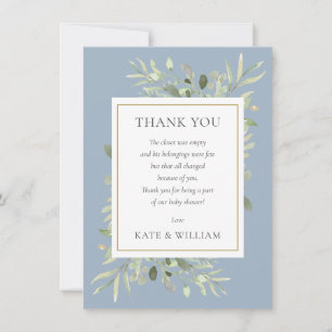 Baby Boy Shower Poem Spring Leaves Greenery Thank You Card