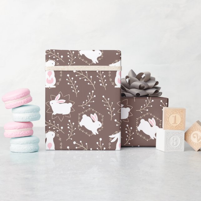 Baby Boy Shower Rabbits on Brown Wrapping Paper (Baby Shower)
