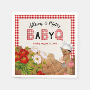 Baby Boy Shower Red Gingham Baby Q Barbeque Napkin
