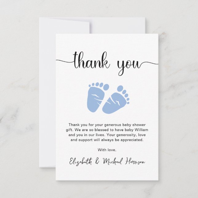 Baby Boy Shower Thank You Card (Front)