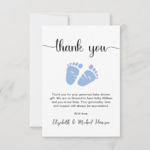 Baby Boy Shower Thank You Card
