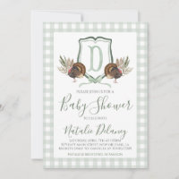 Baby Boy Shower Turkey Southern Green Gingham