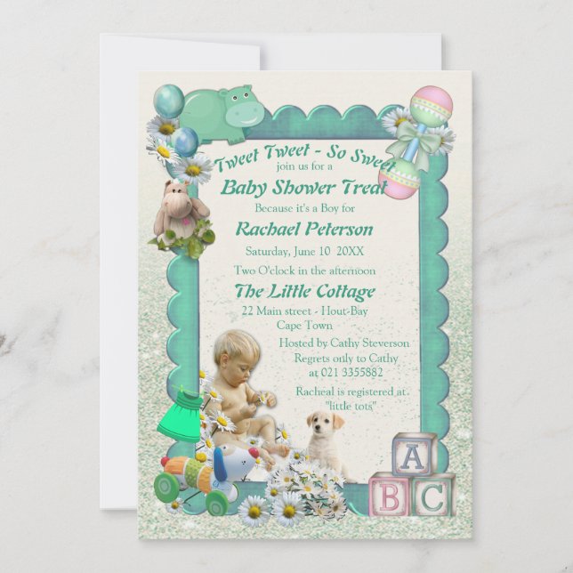 Baby Boy Shower Tweets Invitation (Front)