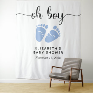 Baby Boy Shower Welcome Sign Photo Booth Backdrop Tapestry