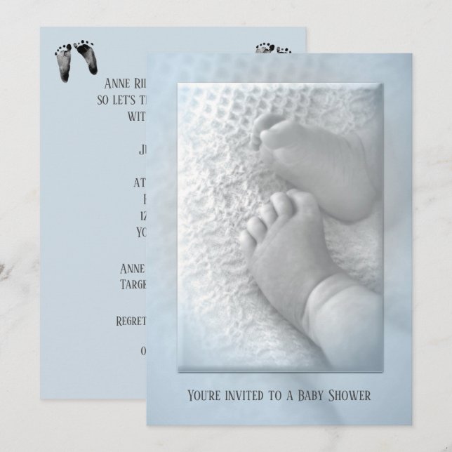 Baby Boy Shower with Baby Feet Invitation (Front/Back)