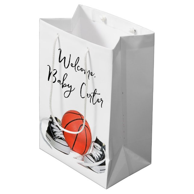 Baby Boy Sneakers With Basketball  Medium Gift Bag (Front Angled)