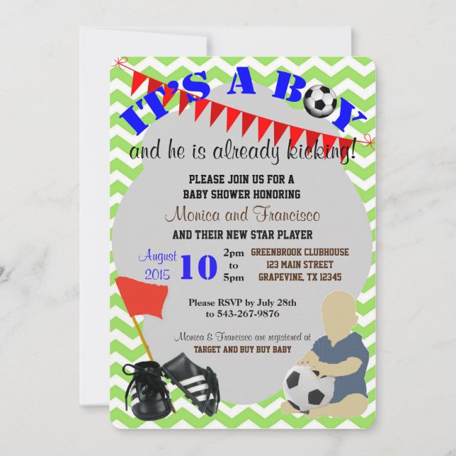 Baby Boy Soccer Baby Shower Invitation (Front)