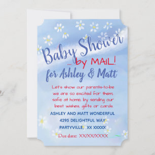 Baby Boy Soft Daisies Watercolor Baby Shower Invitation
