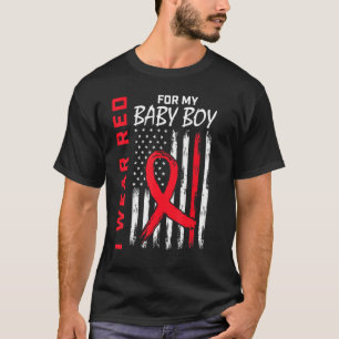 Baby Boy Son Heart Disease Awareness US Flag Match T-Shirt