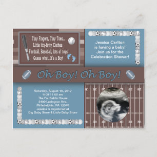 Baby Boy Sports Shower Postcard