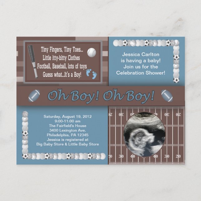 Baby Boy Sports Shower Postcard (Front)